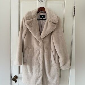 DKNY Women's Light Beige Faux Fur Jacket